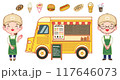 キッチンカーと食べ物アイコン 117646073