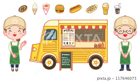 キッチンカーと食べ物アイコン 117646073