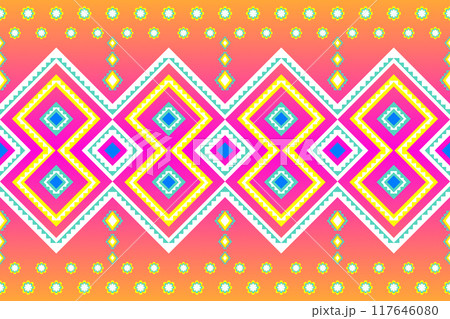 Geometric ethnic pattern. Geometric ethnic pattern, Native American tribal fabric design for clothing, textile, wrapping, background, wallpaper, carpet, embroidery, vector, illustration design  117646080