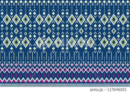 Geometric ethnic pattern. Geometric ethnic pattern, Native American tribal fabric design for clothing, textile, wrapping, background, wallpaper, carpet, embroidery, vector, illustration design  117646081