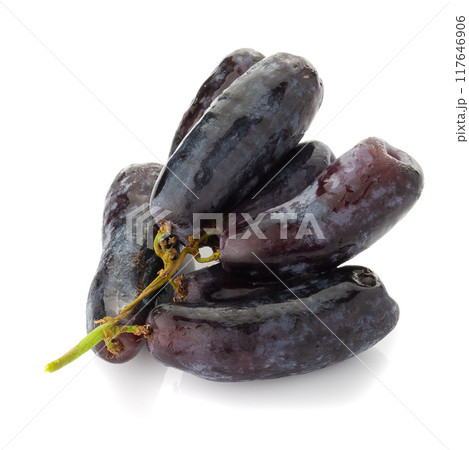 Sweet black sapphire grapes on a white background. 117646906