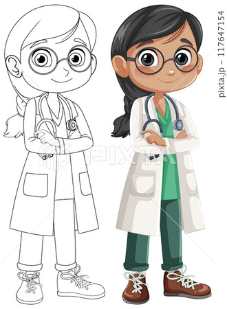 Cartoon Doctor Girl Illustration 117647154