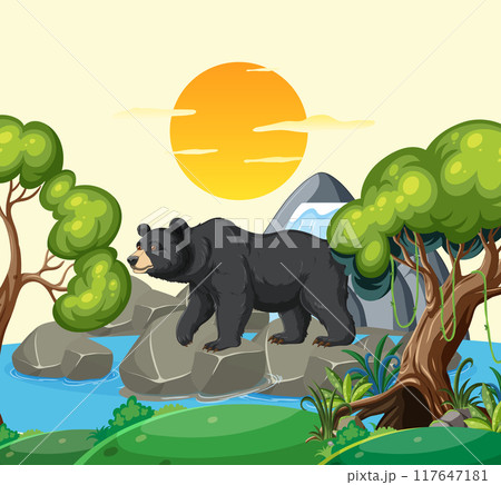 Bear in a Forest Landscape Bear in a Forest Landscape 117647181