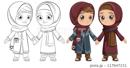 Muslim Children Holding Hands 117647231