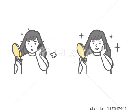 髪のダメージに悩む女性のビフォーアフター 117647441