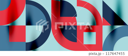 Neo memphis geometric pattern with circles, squares. Pop art abstract background for covers, banners, flyers and posters and other templates 117647455