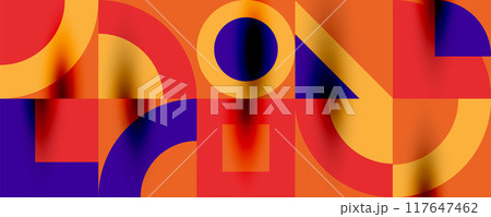 Neo memphis geometric pattern with circles, squares. Pop art abstract background for covers, banners, flyers and posters and other templates 117647462