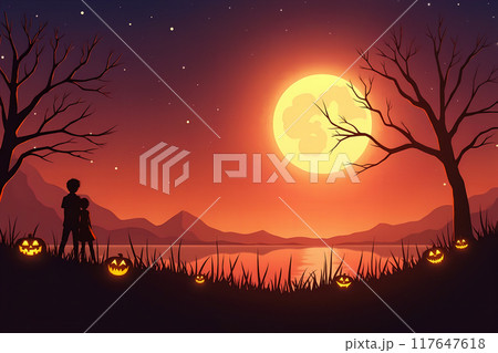 赤い月とハロウィン 117647618