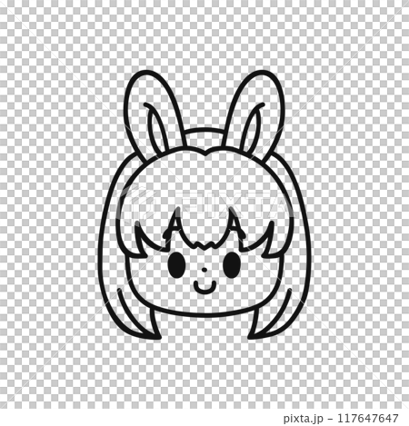 Bunny ears girl face icon line drawing Bunny ears girl face icon line drawing 117647647
