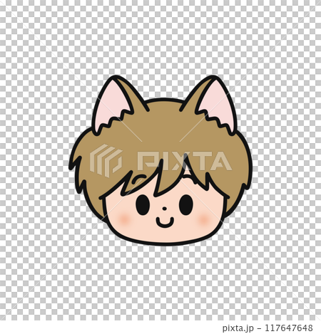 貓耳朵男孩臉圖標 貓耳朵男孩臉圖標 117647648