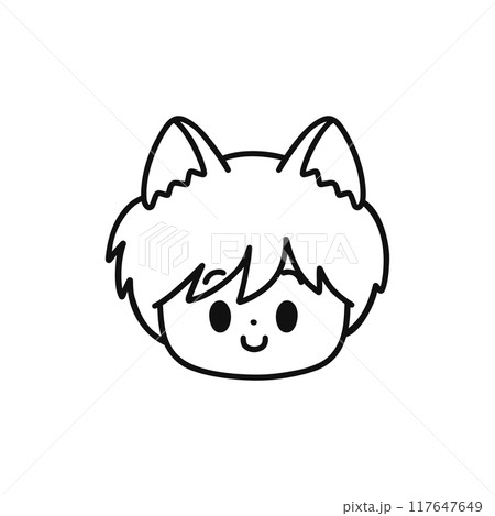 猫耳の男の子・顔アイコン・線画 117647649