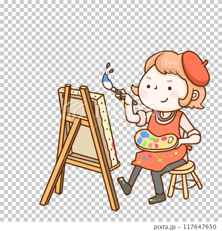 人在畫布上作畫 117647650