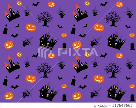 ハロウィンのシームレスパターン　B-3' 117647663