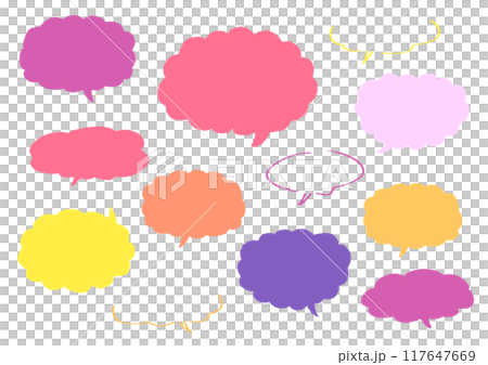 手書き吹き出しフレームセット　暖色カラー 117647669