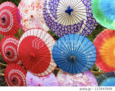 たくさんの和傘 117647699