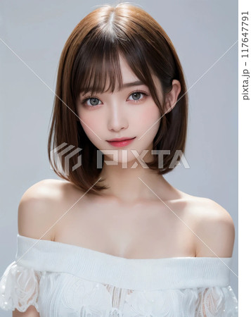 ミディアムヘアの女性 117647791