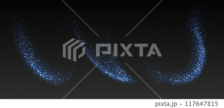 Blue glitter splashes, shiny star dust explosion, shimmer spray effect, festive holiday particles 117647815