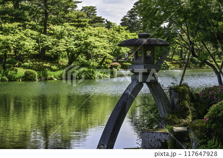 美しい新緑の兼六園 117647928