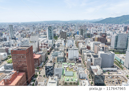北海道札幌市 JR札幌駅周辺から望む札幌の街並み(南方向) 北海道札幌市 JR札幌駅周辺から望む札幌の街並み(南方向) 117647965
