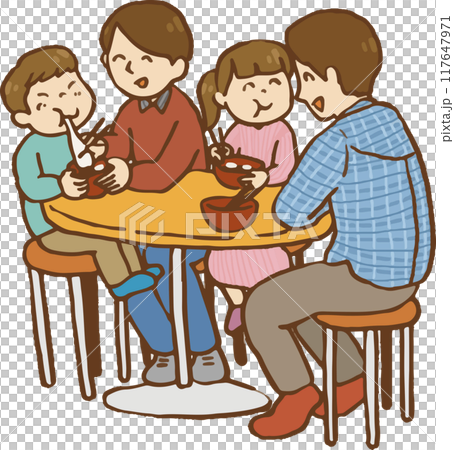 おしるこを食べる家族 117647971