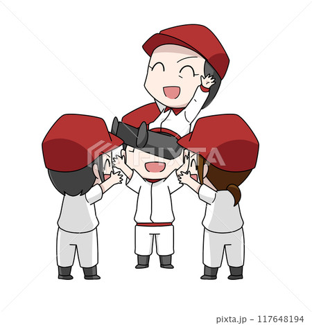 野球の胴上げのイラスト・女子 野球の胴上げのイラスト・女子 117648194