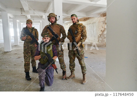 Soldier squad team portrait in urban environment 117648450