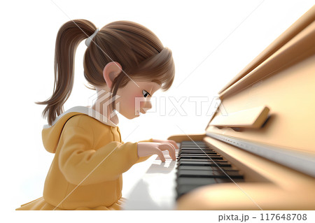 ピアノを弾く少女のイラスト素材 [117648708] - PIXTA
