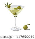 Martini Cocktail with Olive, Flat Vector Illustration Isolated on White 117650049
