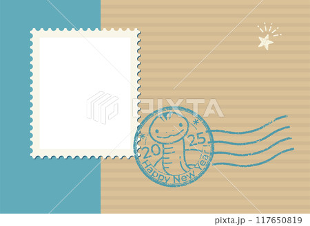 巳年のおしゃれなフォトフレーム年賀状(文字なし) 巳年のおしゃれなフォトフレーム年賀状(文字なし) 117650819