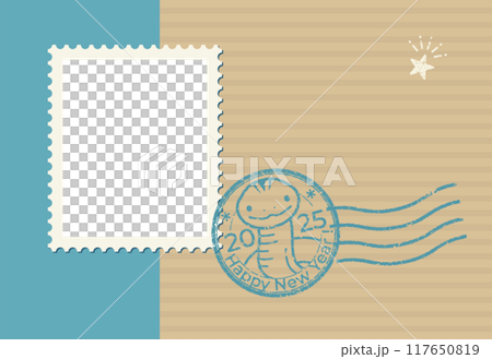 巳年のおしゃれなフォトフレーム年賀状(文字なし) 巳年のおしゃれなフォトフレーム年賀状(文字なし) 117650819