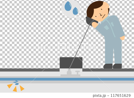 音聴棒を使って水道管の状態を確認している人のイメージ素材 117651629