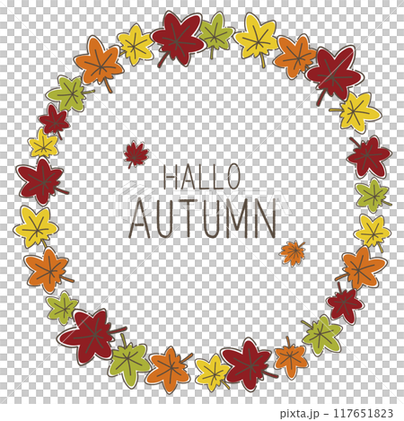 A loose round frame filled with autumn maples 117651823