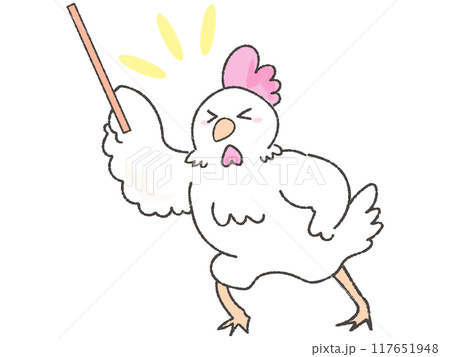 指示棒を持つ可愛いにわとり 元気 指示棒を持つ可愛いにわとり 元気 117651948