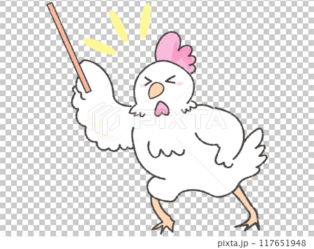 指示棒を持つ可愛いにわとり 元気 指示棒を持つ可愛いにわとり 元気 117651948