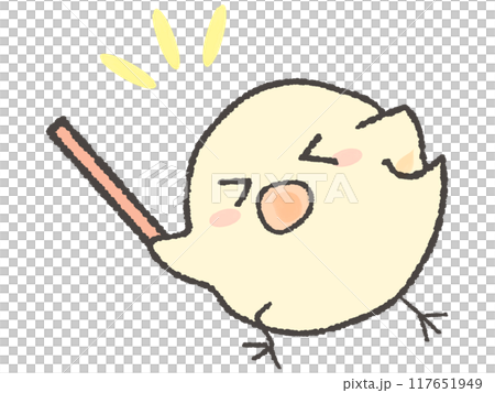 Cute chick holding a pointer 117651949