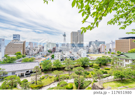 甲府城 天守台からの眺め 南南西 遊亀橋 内堀 鍛冶曲輪の井戸 日本庭園 管理事務所 山梨県庁 甲府城 天守台からの眺め 南南西 遊亀橋 内堀 鍛冶曲輪の井戸 日本庭園 管理事務所 山梨県庁 117651980