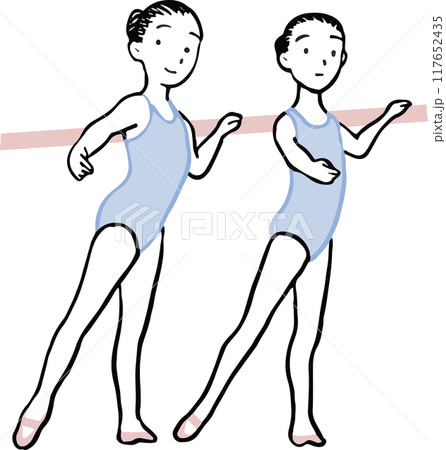 バーレッスンをする女の子たち 117652435