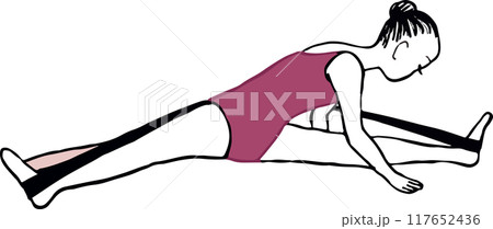 ゴムバンドでストレッチをする女の子 ゴムバンドでストレッチをする女の子 117652436