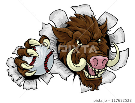 Boar Wild Hog Razorback Warthog Baseball Mascot 117652528