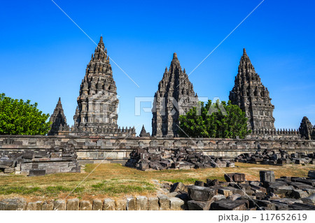 Prambanan Temple is the largest hindu temple compound dedicated to Shiva in yogyakarta, Indonesia. Prambanan Temple is the largest hindu temple compound dedicated to Shiva in yogyakarta, Indonesia. 117652619