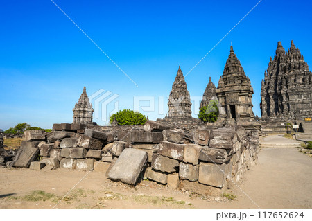 Prambanan Temple is the largest hindu temple compound dedicated to Shiva in yogyakarta, Indonesia. Prambanan Temple is the largest hindu temple compound dedicated to Shiva in yogyakarta, Indonesia. 117652624