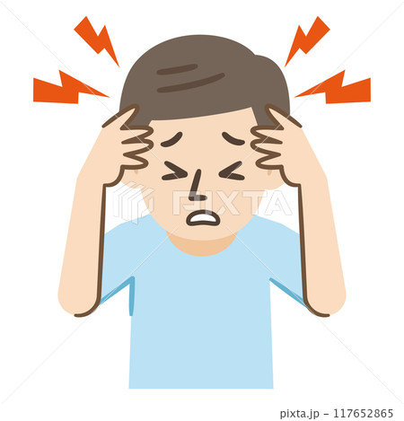頭痛が辛い男性のイラスト 117652865