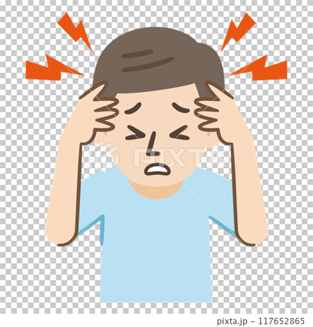 頭痛が辛い男性のイラスト 117652865