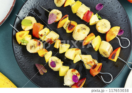 Colorful Fruit Skewers 117653038