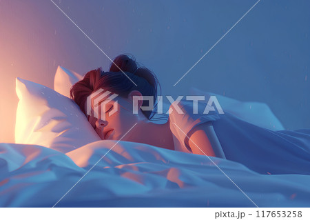 睡眠障害に悩む女性 睡眠障害に悩む女性 117653258