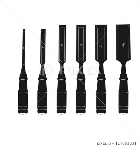 Set of 6 wood chisels with Wood handles 117653631