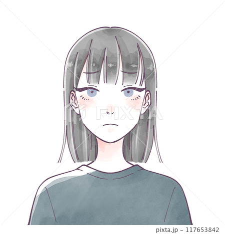 女性 困り顔 水彩風 女性 困り顔 水彩風 117653842