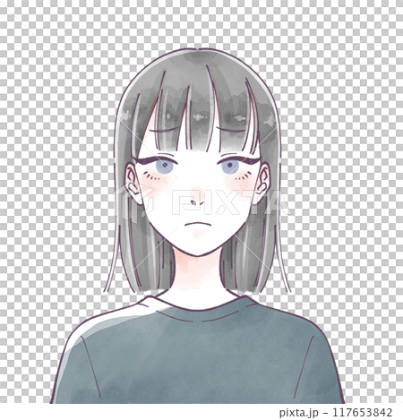 Woman, troubled face, watercolor style 117653842