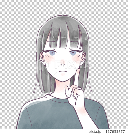 Woman thinking watercolor style 117653877