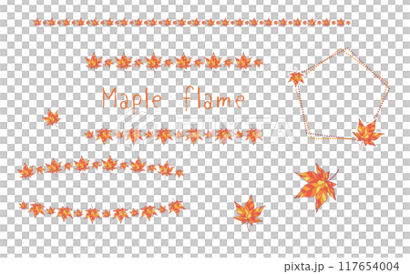 Autumn leaves, autumn colored leaves frame line set. Maple. Autumn leaves, autumn colored leaves frame line set. Maple. 117654004